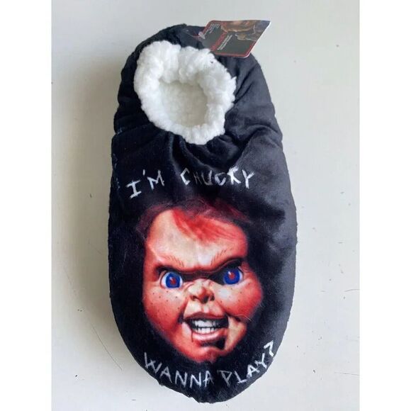 Fuzzy Babba Chucky Slipper Socks Men’s Size M/L  7.5-9.5 Non Skid Unisex NEW - Picture 1 of 13